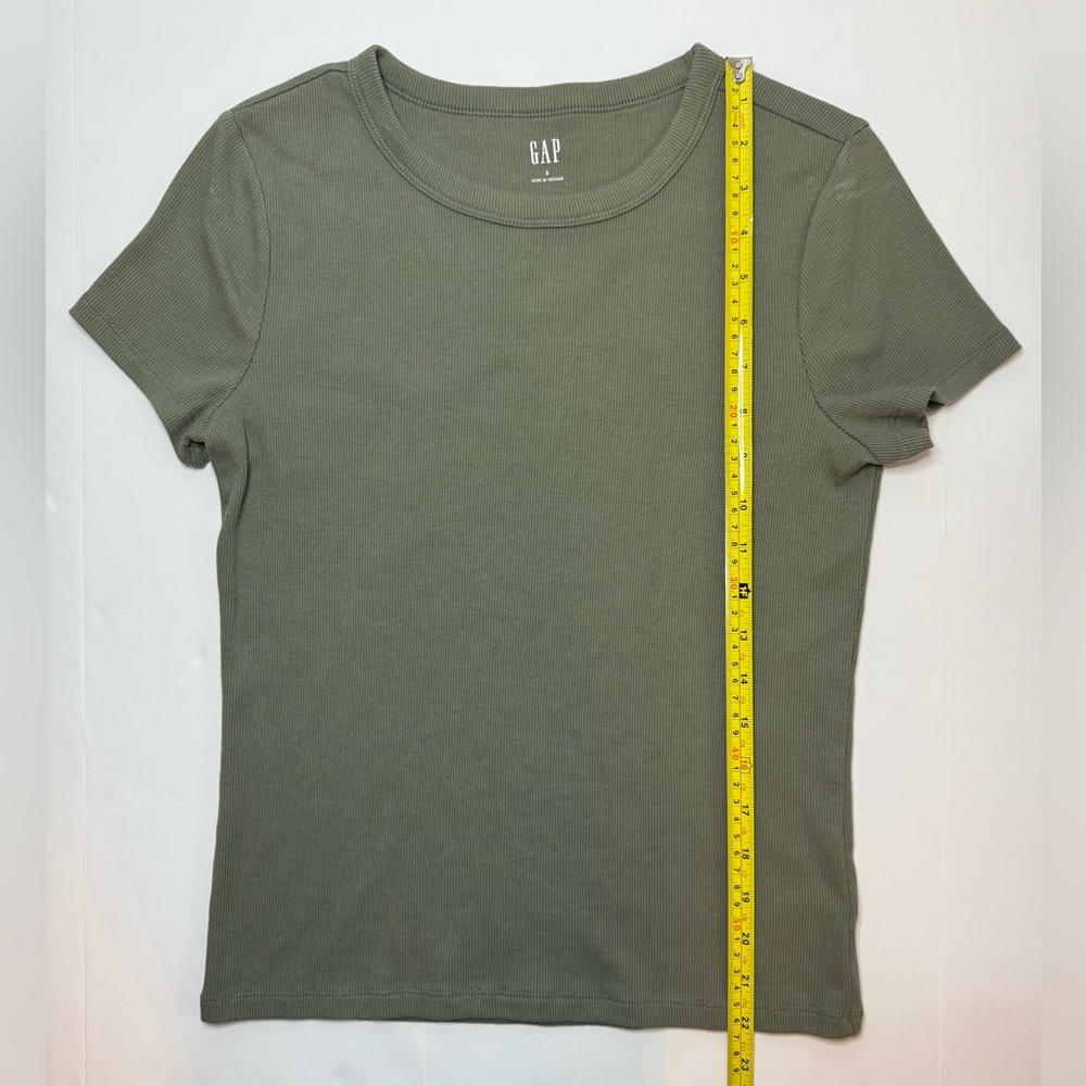 GAP Ribbed Crewneck T-Shirt Mesculine Green Short Sleeves Size S - Picture 3 of 11